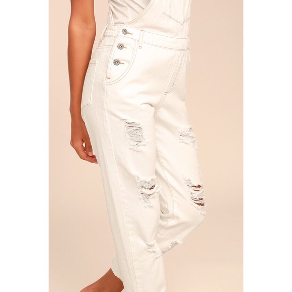 🆕 Always Be There White Denim Distressed Overalls - Picture 5 of 5